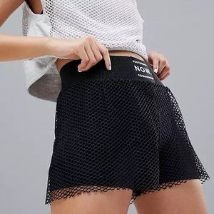 Bershka mesh boxing short in black size S